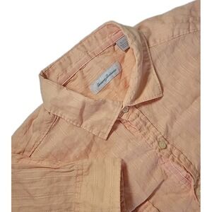 Tommy Bahama Mens Peach‎ Orange Linen Blend Long Sleeve Button Up Shirt XLARGE